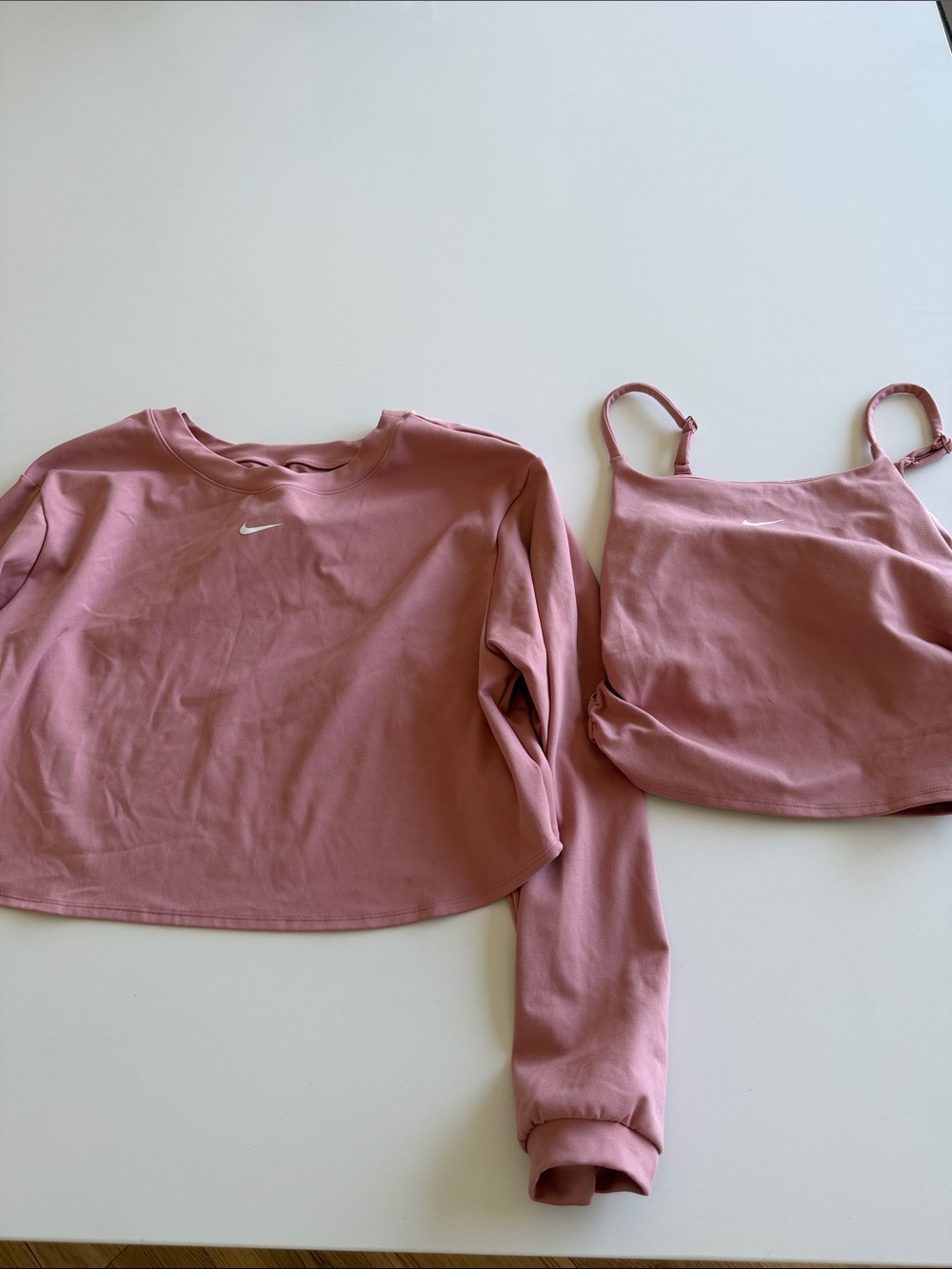 Nike Dusty Rose Cropped Sweatshirt and Tank Set
